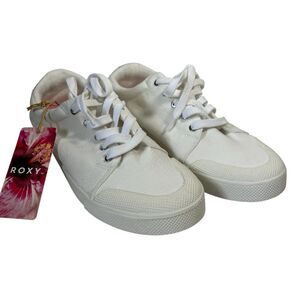Roxy Pierview White Canvas Lace Up Low Top Cushion Sneaker Size 9 New w/Tag NWOB